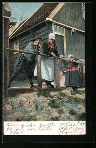 AK Gelangweilte Kinder in niederländischen Volkstrachten