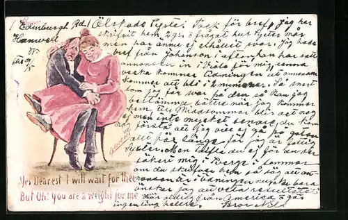 Künstler-AK Cynicus: Yes Dearest I will wait for them. But oh! You are a weight for me