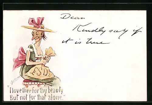 Künstler-AK Cynicus: I love thee for thy beauty but not for that alone.