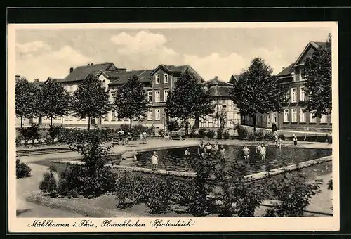 AK Mühlhausen i. Thür., Planshcbecken Pfortenteich