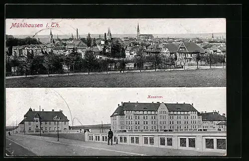AK Mühlhausen i. Th., Teilansicht, Kaserne