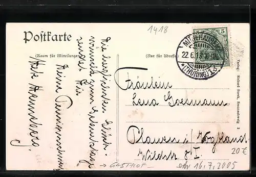 AK Mühlhausen i. Th., Gasthof Weisses Haus im Passepartoutrahmen