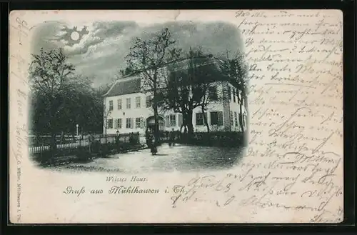 Mondschein-AK Mühlhausen i. Th., Gasthof Weisses Haus