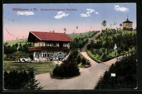 AK Mühlhausen i. Th., Stadtpark-Restaurant Parkhaus