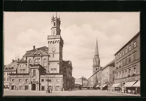 AK Löbau i. Sa., Markt, Rathaus und Kirche