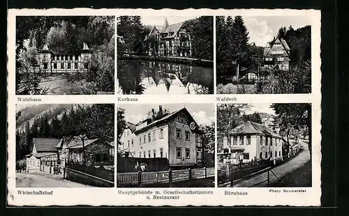 AK Königsee / Thür., Hotel Bad Finkenmühle, Hauptgebäude, Gesellschaftsräume, Restaurant, Kurhaus