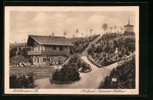 AK Mühlhausen i. Th., Stadtpark-Restaurant Parkhaus
