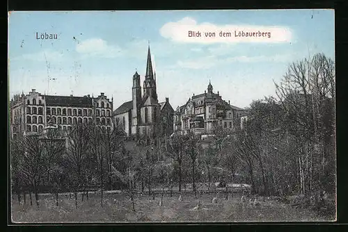 AK Löbau, Blick von dem Löbauerberg