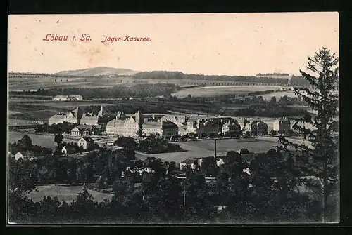 AK Löbau i. Sa., Jäger-Kaserne aus der Vogelschau