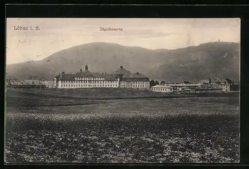 AK Löbau i. S., Jägerkaserne mit Hügeln