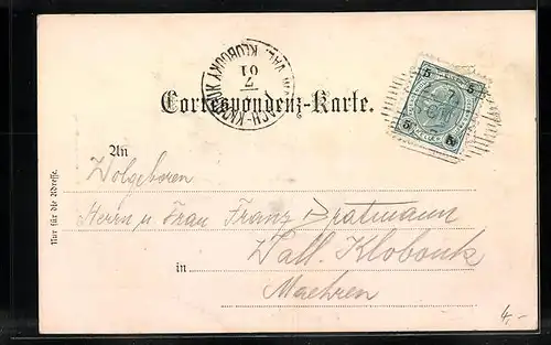 AK Ischl, Ortsansicht gegen den Dachstein