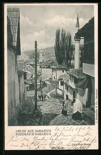 AK Sarajevo, Blick in eine Strasse