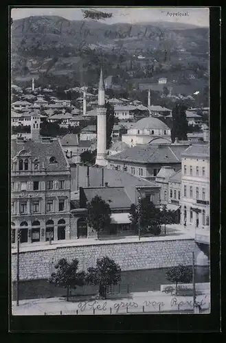 AK Sarajevo, Appelquai mit Blick auf Moschee