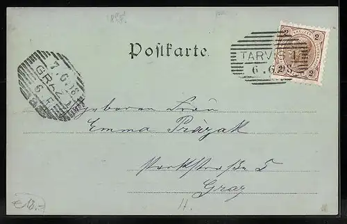 Mondschein-AK Tarvis, Oberer und unterer Stadtteil