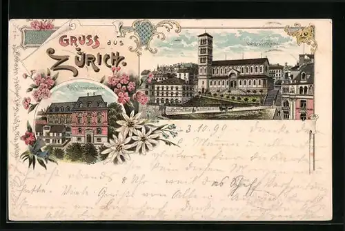 Lithographie Zürich, Kath. Gesellenhaus, Liebfrauenkirche