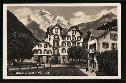 AK Wilderswil, Hotel Balmer und Bahnhof