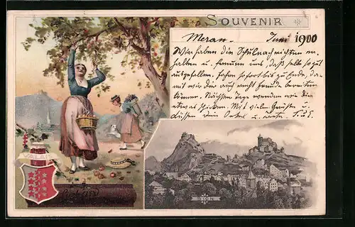 Lithographie Sion, Panorama, Reklame für Suchard