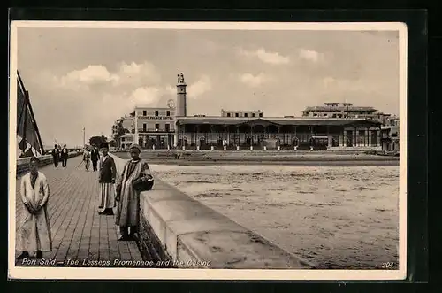 AK Port Said, The Lesseps Promenade am the Casino