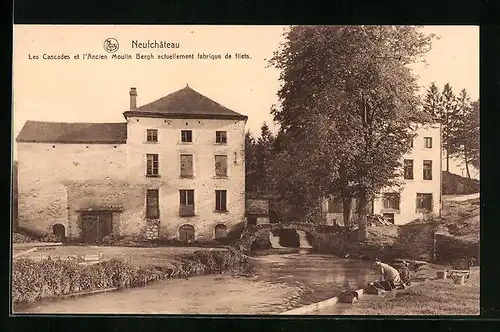 AK Neufchâteau, Les Cascades et l`Ancien Moulin Bergh actuellement fabrique de filets