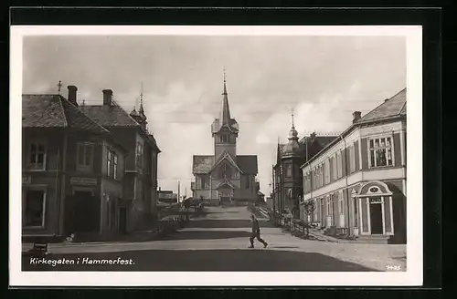 AK Hammerfest, Kirkegaten mit Kirche