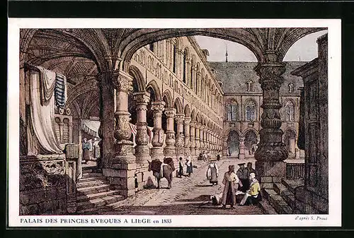 Künstler-AK Liege, Palais des Princess Eveques en 1833