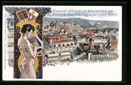 Künstler-AK Ganzsache Württemberg PP11C51 /06: Schwäbisch Hall, 26. Schwäb. Sängerfest 1901