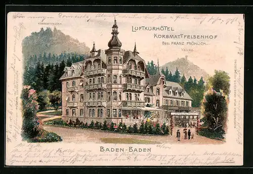 Lithographie Baden-Baden, Luftkurhotel Korbmattfelsenhof