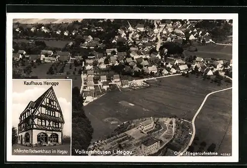 AK Volkertshausen i. Hegau, Kaufhaus Hengge, Fliegeraufnahme