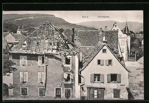 AK Sulz, Marktplatz mit kaputtem Haus