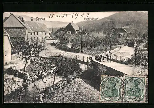 AK Sewen, Hauptstrasse mit Einheimischen