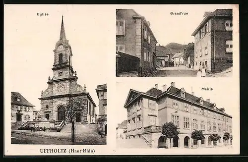 AK Uffholtz, Eglise, Grand`rue, Mairie