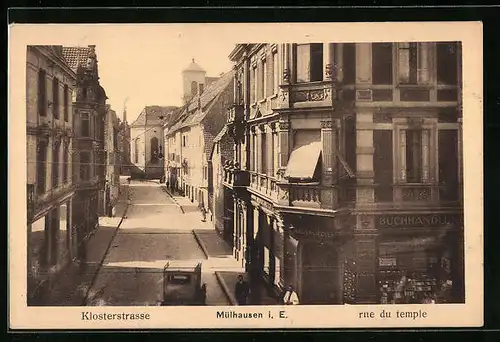 AK Mülhausen i. E., Klosterstrasse, Buchhandlung