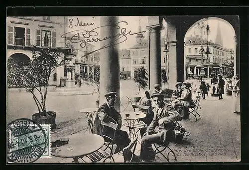 AK Mülhausen i. E., Café Moll, Unter den Säulen