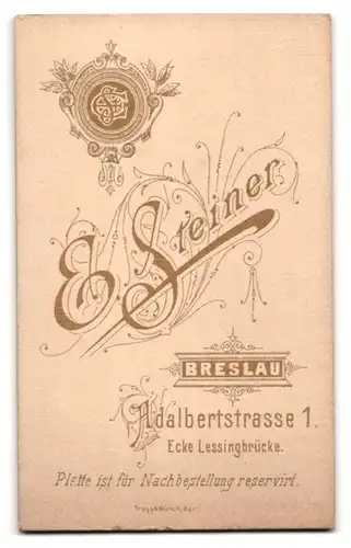 Fotografie E. Steiner, Breslau, Adalbertstr. 1 Ecke Lessingbrücke, Junger Herr im karierten Anzug mit Krawatte