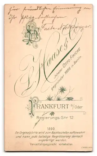 Fotografie L. Haase & Co., Frankfurt a. Oder, Regierungsstr. 12, Junge Dame im Kleid