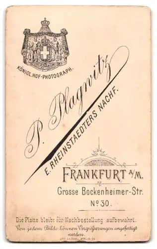 Fotografie P. Plagwitz, Frankfurt a. M., Grosse Bockenheimer-Str. 30, Junge Dame mit Kragenbrosche und Halskette