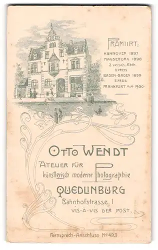 Fotografie Otto Wendt, Quedlinburg, Ansicht Quedlinburg, Geschäftshaus & Foto-Atelier in der Bahnhofstrasse 1