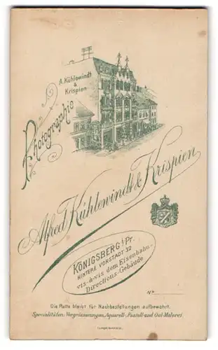 Fotografie Alfred Kühlenwindt & Krispien, Königsberg i. Pr. Ansicht Königsberg i. Pr., Foto-Atelier Hintere Vorstadt 32