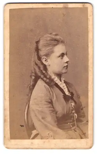 Fotografie Heinrich Arnemann, Münster i. W., Frauenstr. 1, Portrait hübsche junge Frau mit langem Haar