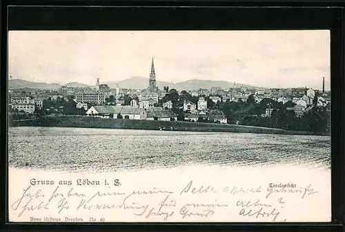AK Löbau i. S., Totalansicht mit Kirche
