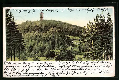 AK Löbau, Blick auf den Löbauer Berg im Sommer