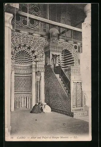 AK Cairo, Altar and Pulpit of Mosque Mocrirt