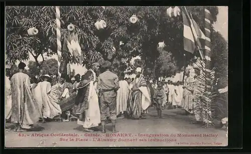 AK Konakry, Inauguration du Monument Ballay sur la Place