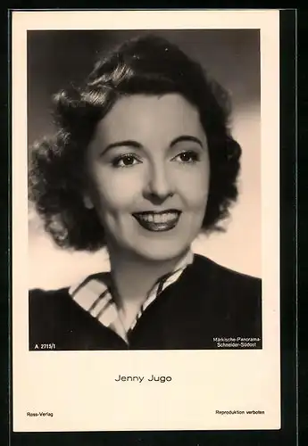 AK Schauspielerin Jenny Jugo lächelnd