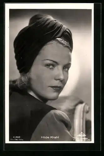 AK Schauspielerin Hilde Krahl mit Turban