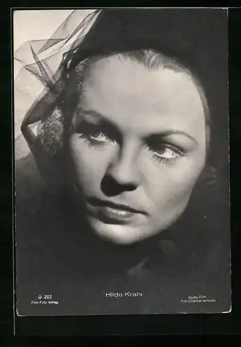 AK Schauspielerin Hilde Krahl mit dunklem Hut