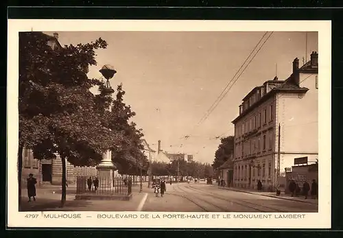 AK Mulhouse, Boulevard de la Porte-Haute et le Monument Lambert