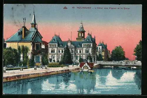 AK Mulhouse, L`Hôtel des Postes et le Canal