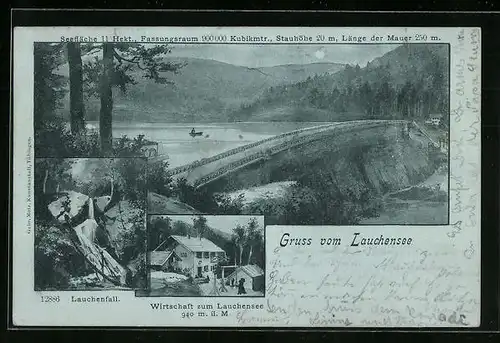 Mondschein-AK Gebweiler, Lauchensee, Wirtschaft zum Lauchensee