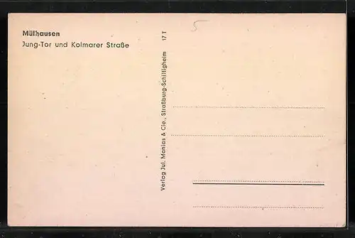 AK Mülhausen, Jung-Tor und Kolmarerstrasse
